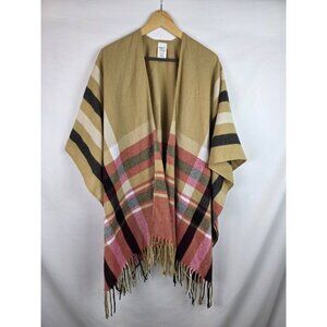 Woolrich Women's Shawl One Size Plaid Cozy Blanket Wrap Cape Poncho Tassels